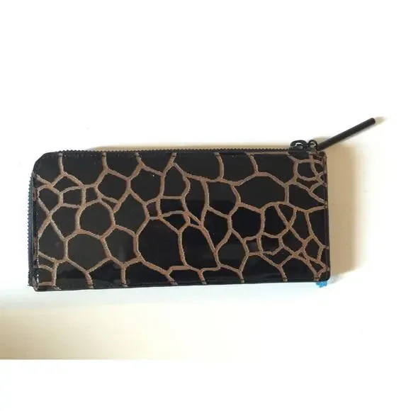 NEW PHILLIP LIM 3.1 Black Patent Giraffe Zip Continental Wallet NWT